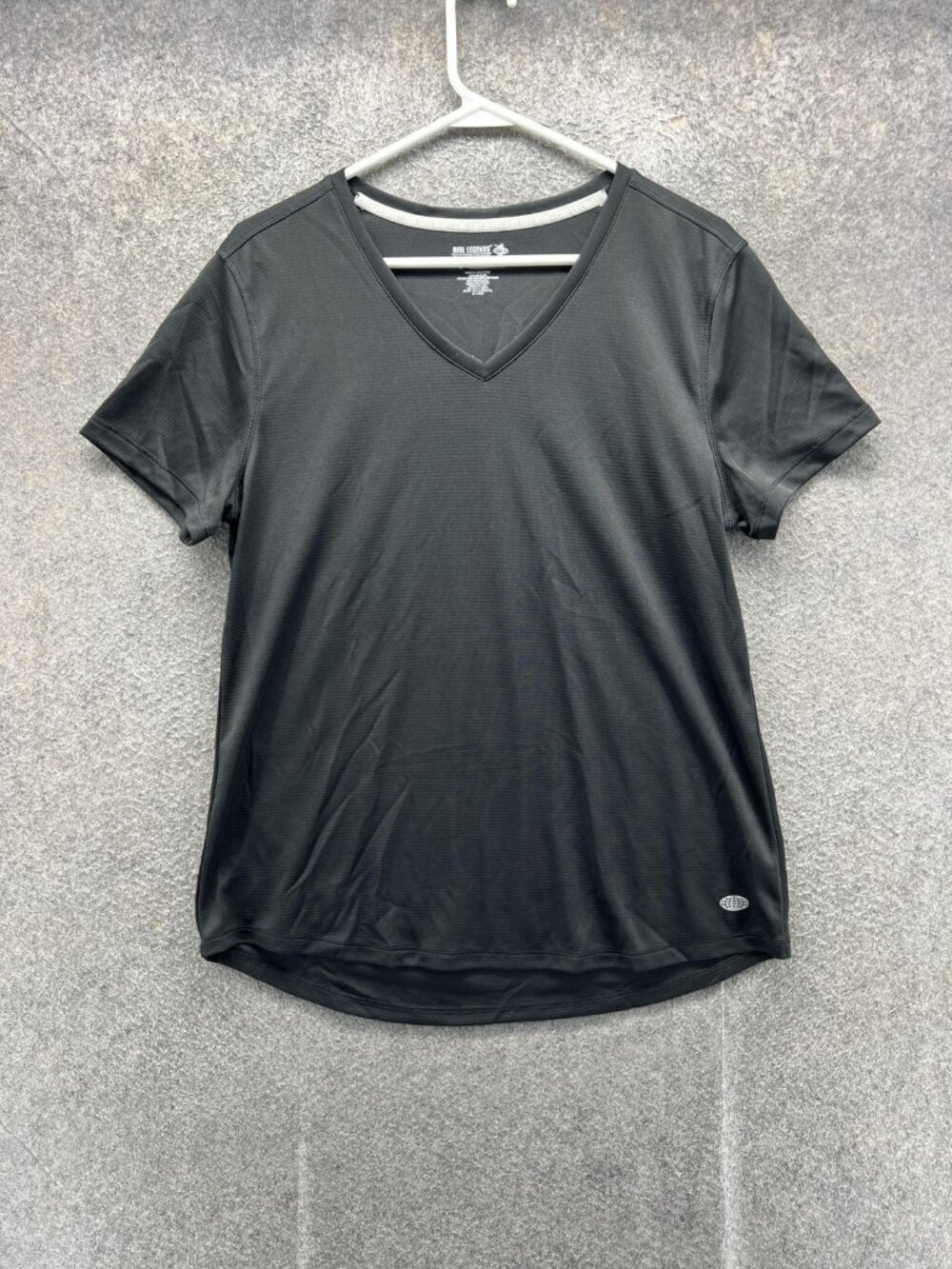 Reel Legends Shirt Womens Large Black V-Neck Short Sleeve Freeline Fishing Top